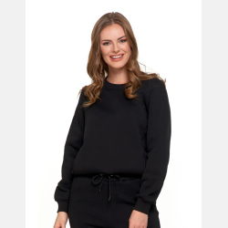 KLASYCZNA damska BLUZA OCIEPLANA z kieszeniami CZARNA MORAJ